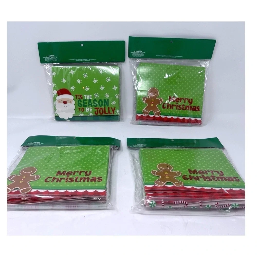 Vtg Hobby Lobby Set of 4 Christmas Treat Bag Toppers W/ Gift Bags 20 Per Pkg